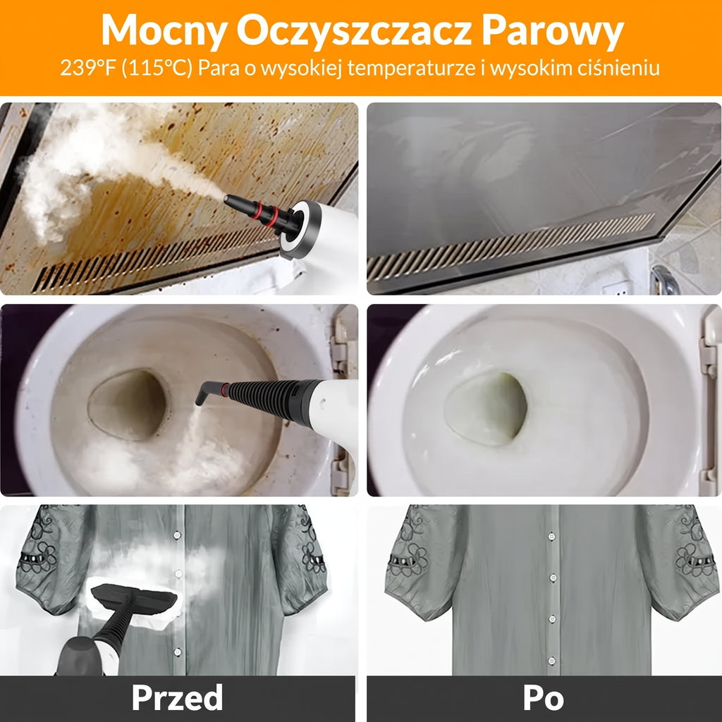 Ręczna myjka parowa Homio SteamPro Mini 10w1 – parownica do fug, tapicerki i szyb