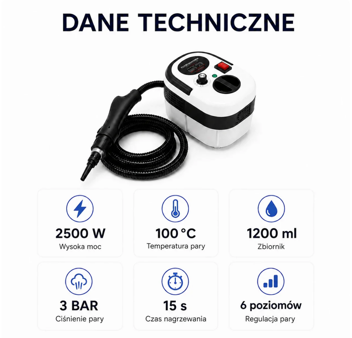 Myjka parowa Homio SteamPro Max 2500W – wielofunkcyjna parownica ciśnieniowa do domu i auta